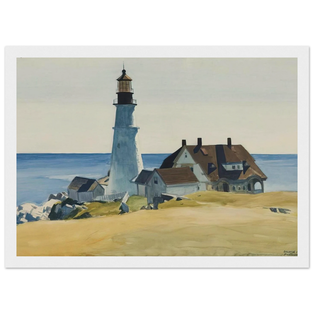 Lighthouse and Buildings, Portland Head, Cape Elizabeth, Maine Framed Poster | Edward Hopper Framed Prints Wall Art | Edward Hopper Print