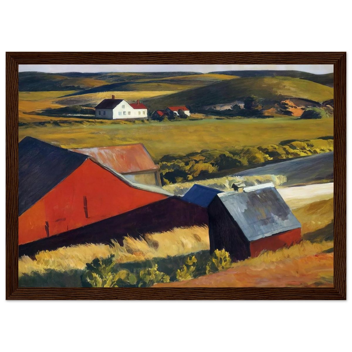 Cobbs Barns and Distant Houses Framed Poster | Edward Hopper Framed Prints Wall Art | Edward Hopper Print