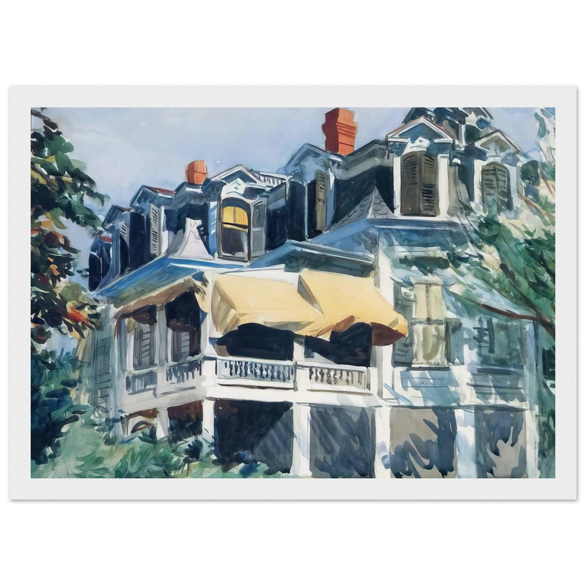The Mansard Roof Framed Poster | Edward Hopper Framed Prints Wall Art | Edward Hopper Print