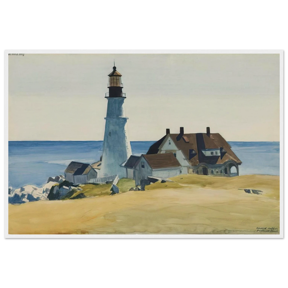 Lighthouse and Buildings, Portland Head, Cape Elizabeth, Maine Framed Poster | Edward Hopper Framed Prints Wall Art | Edward Hopper Print