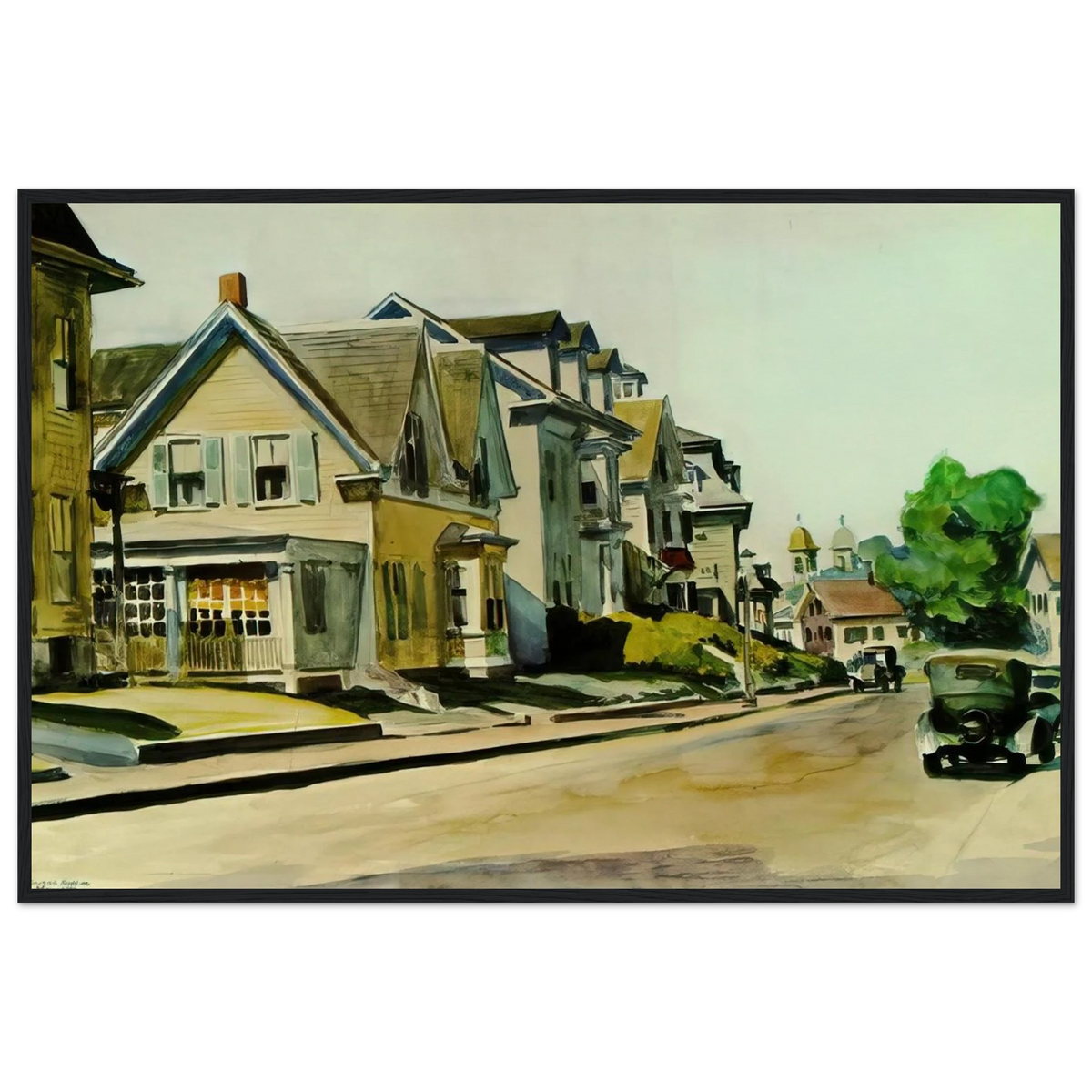 Sun on Prospect Street Gloucester, Massachusetts Framed Poster | Edward Hopper Framed Prints Wall Art | Edward Hopper Print