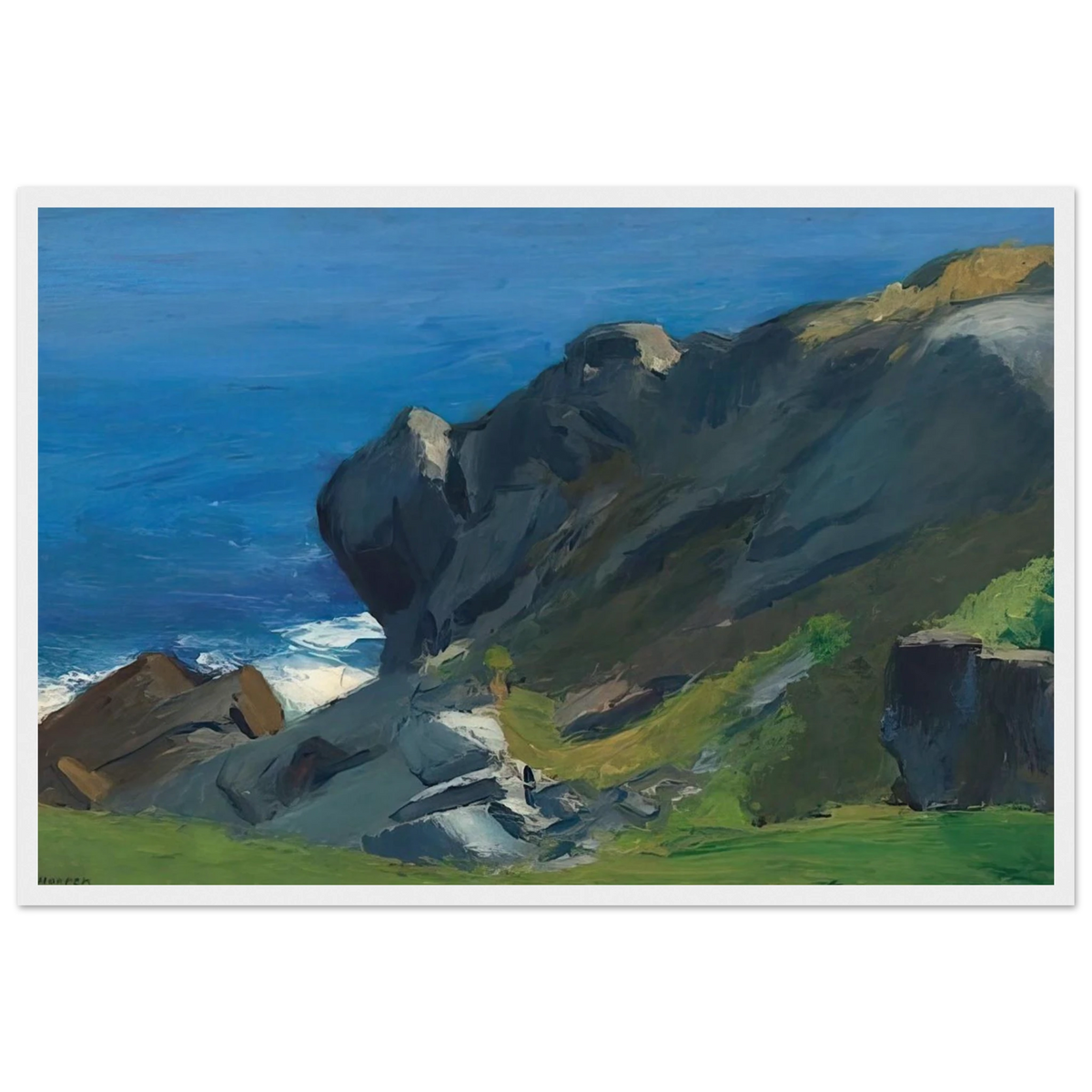 Rocky Shore and Sea Framed Poster | Edward Hopper Framed Prints Wall Art | Edward Hopper Print