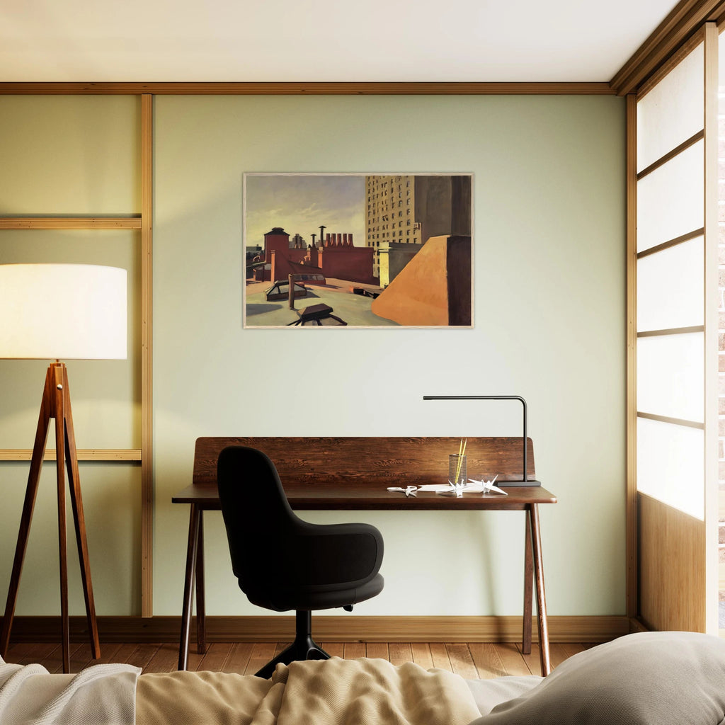 City Roofs Framed Poster | Edward Hopper Framed Prints Wall Art | Edward Hopper Print