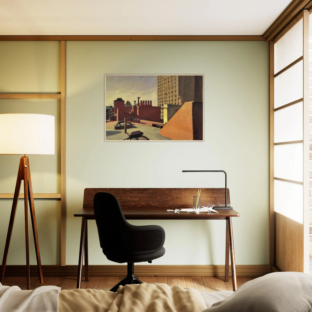 City Roofs Framed Poster | Edward Hopper Framed Prints Wall Art | Edward Hopper Print