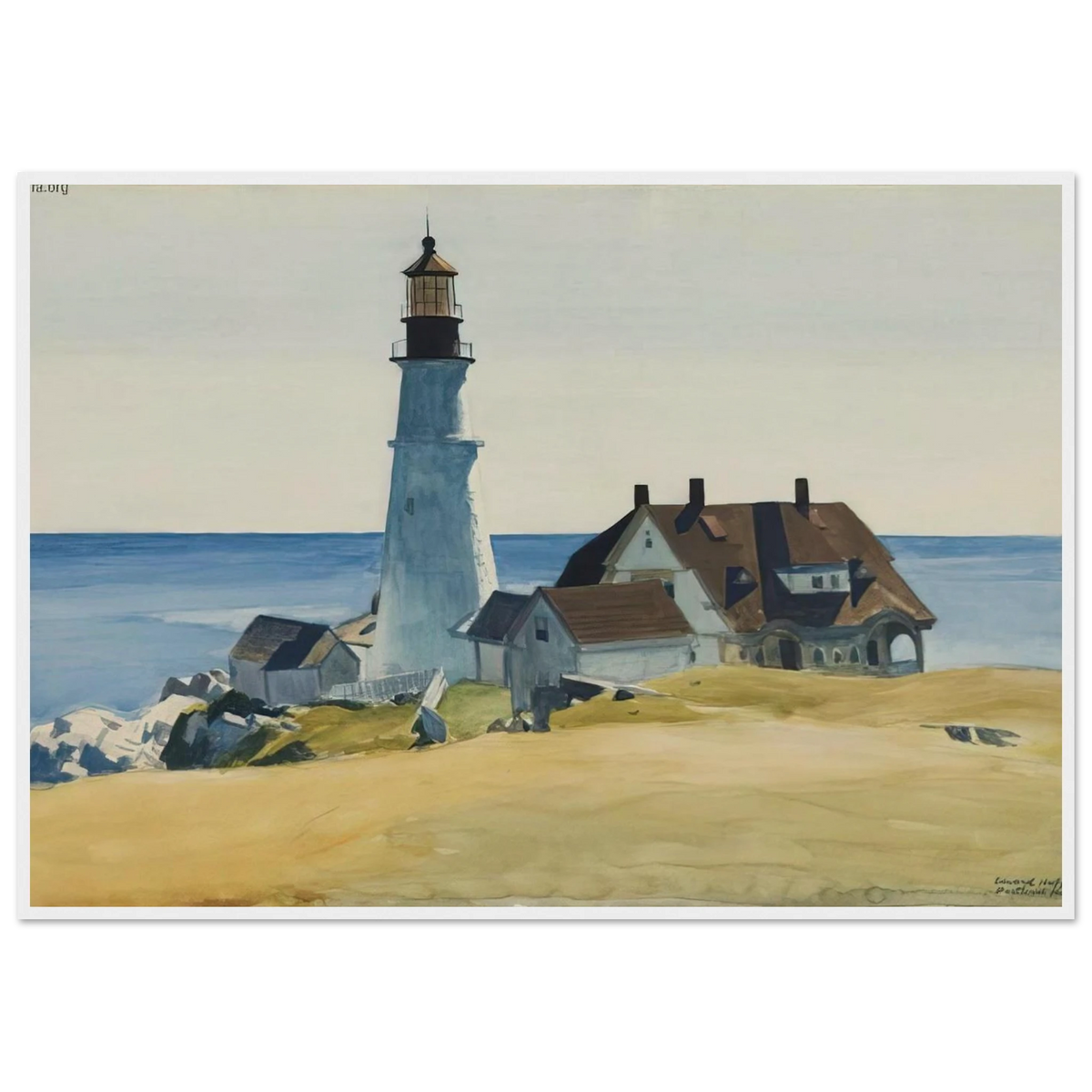 Lighthouse and Buildings, Portland Head, Cape Elizabeth, Maine Framed Poster | Edward Hopper Framed Prints Wall Art | Edward Hopper Print