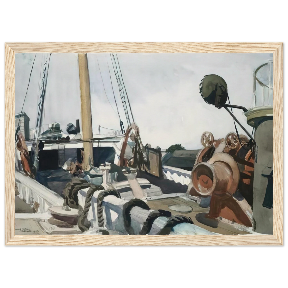 Deck of a Beam Trawler, Gloucester Framed Poster | Edward Hopper Framed Prints Wall Art | Edward Hopper Print