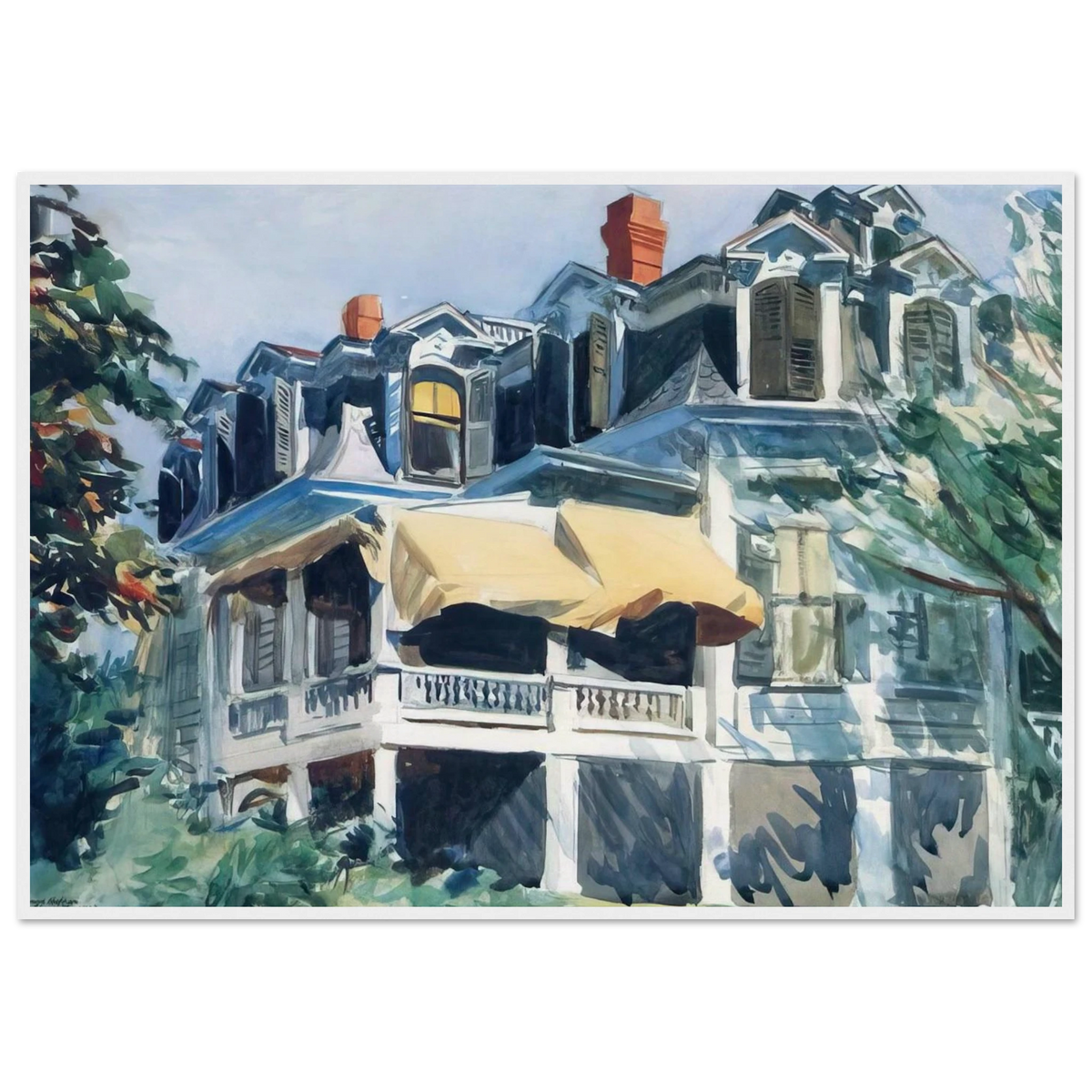 The Mansard Roof Framed Poster | Edward Hopper Framed Prints Wall Art | Edward Hopper Print