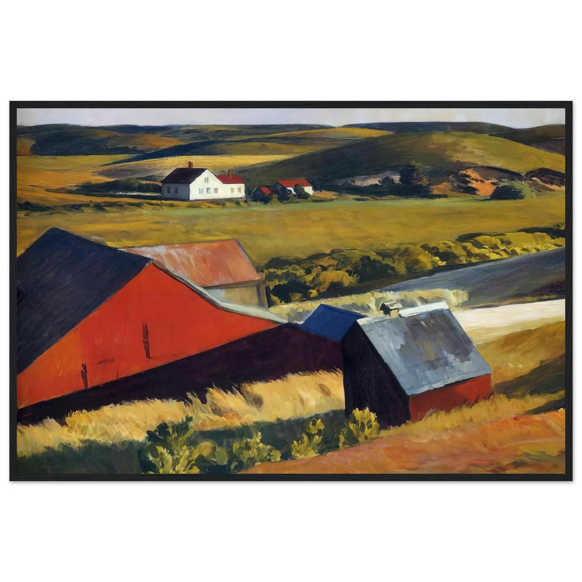 Cobbs Barns and Distant Houses Framed Poster | Edward Hopper Framed Prints Wall Art | Edward Hopper Print