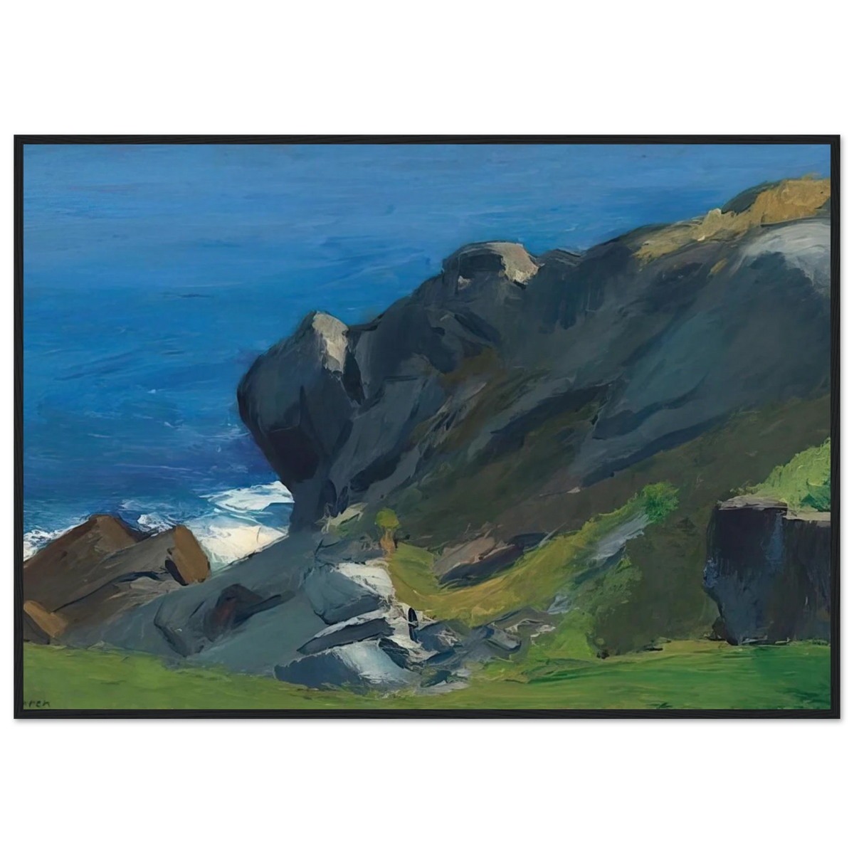 Rocky Shore and Sea Framed Poster | Edward Hopper Framed Prints Wall Art | Edward Hopper Print