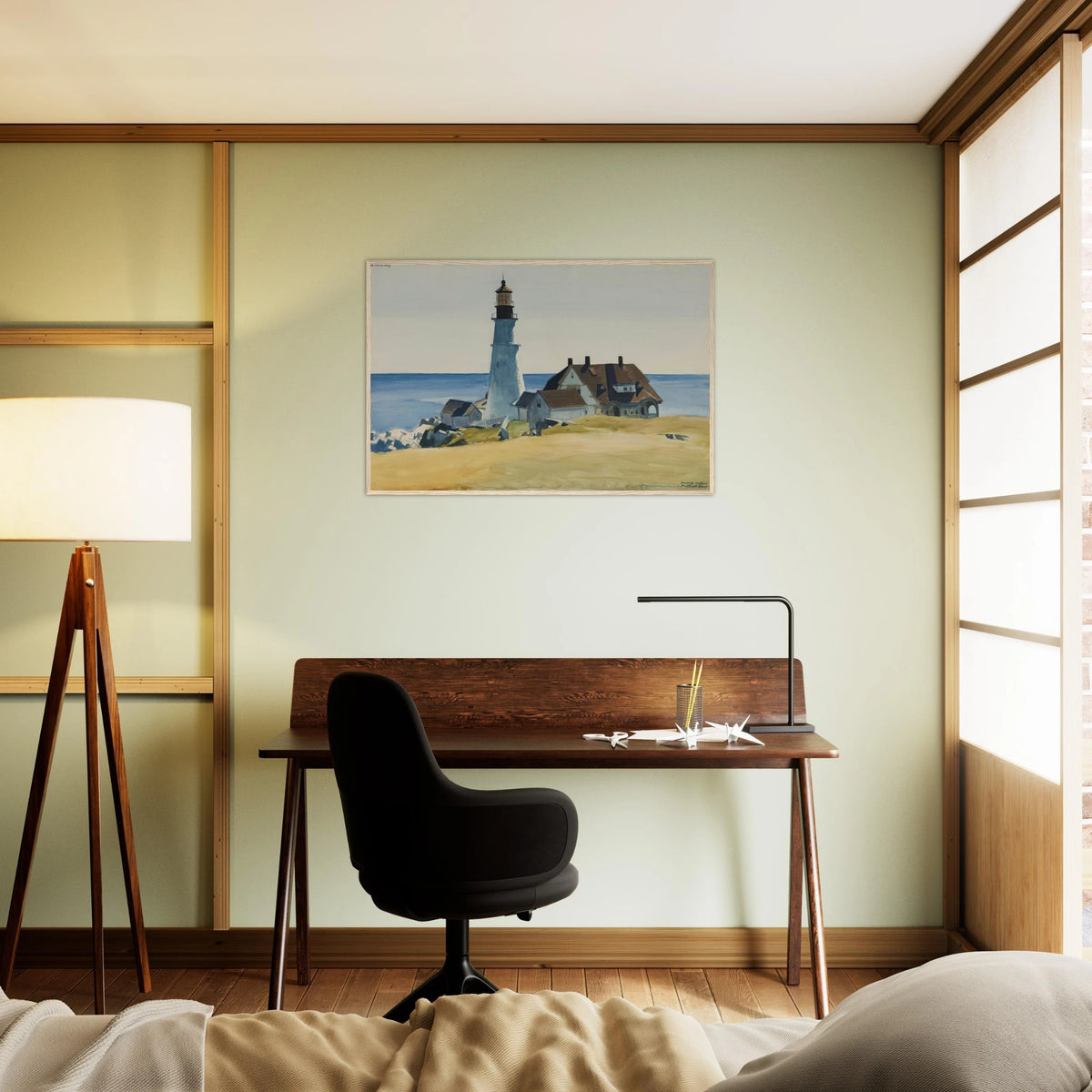 Lighthouse and Buildings, Portland Head, Cape Elizabeth, Maine Framed Poster | Edward Hopper Framed Prints Wall Art | Edward Hopper Print