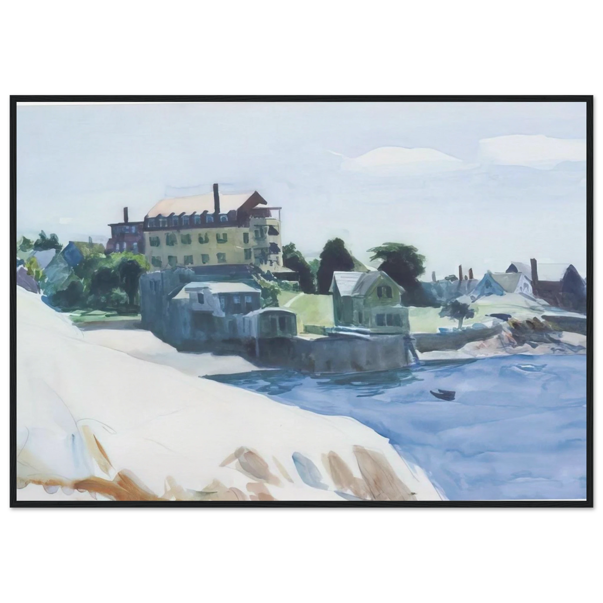 Small Town on Cove Framed Poster | Edward Hopper Framed Prints Wall Art | Edward Hopper Print