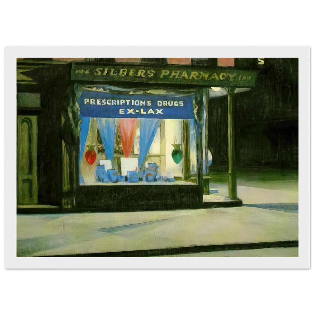 Drug Store Framed Poster | Edward Hopper Framed Prints Wall Art | Edward Hopper Print