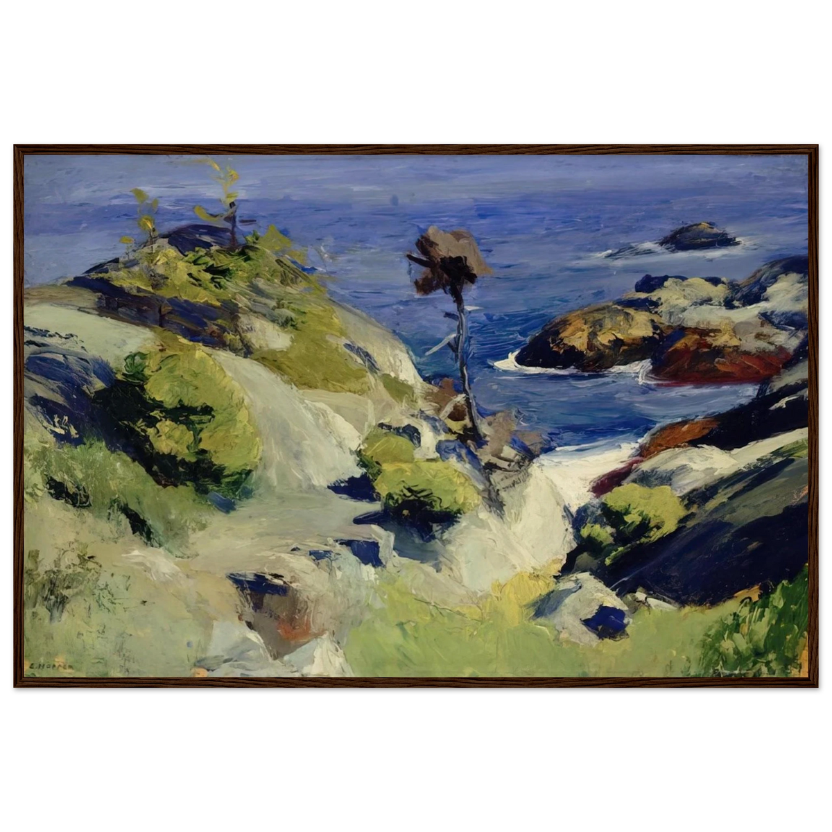 Monhegan Landscape Framed Poster | Edward Hopper Framed Prints Wall Art | Edward Hopper Print