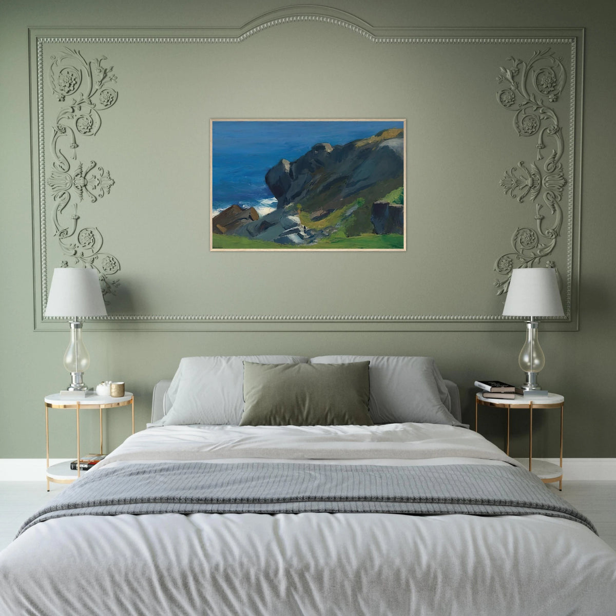 Rocky Shore and Sea Framed Poster | Edward Hopper Framed Prints Wall Art | Edward Hopper Print