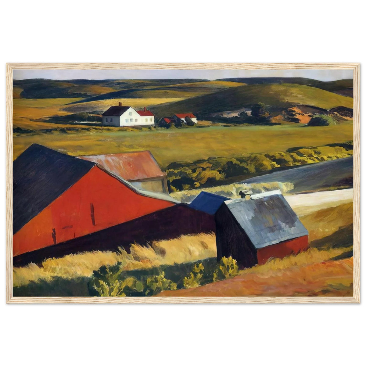 Cobbs Barns and Distant Houses Framed Poster | Edward Hopper Framed Prints Wall Art | Edward Hopper Print