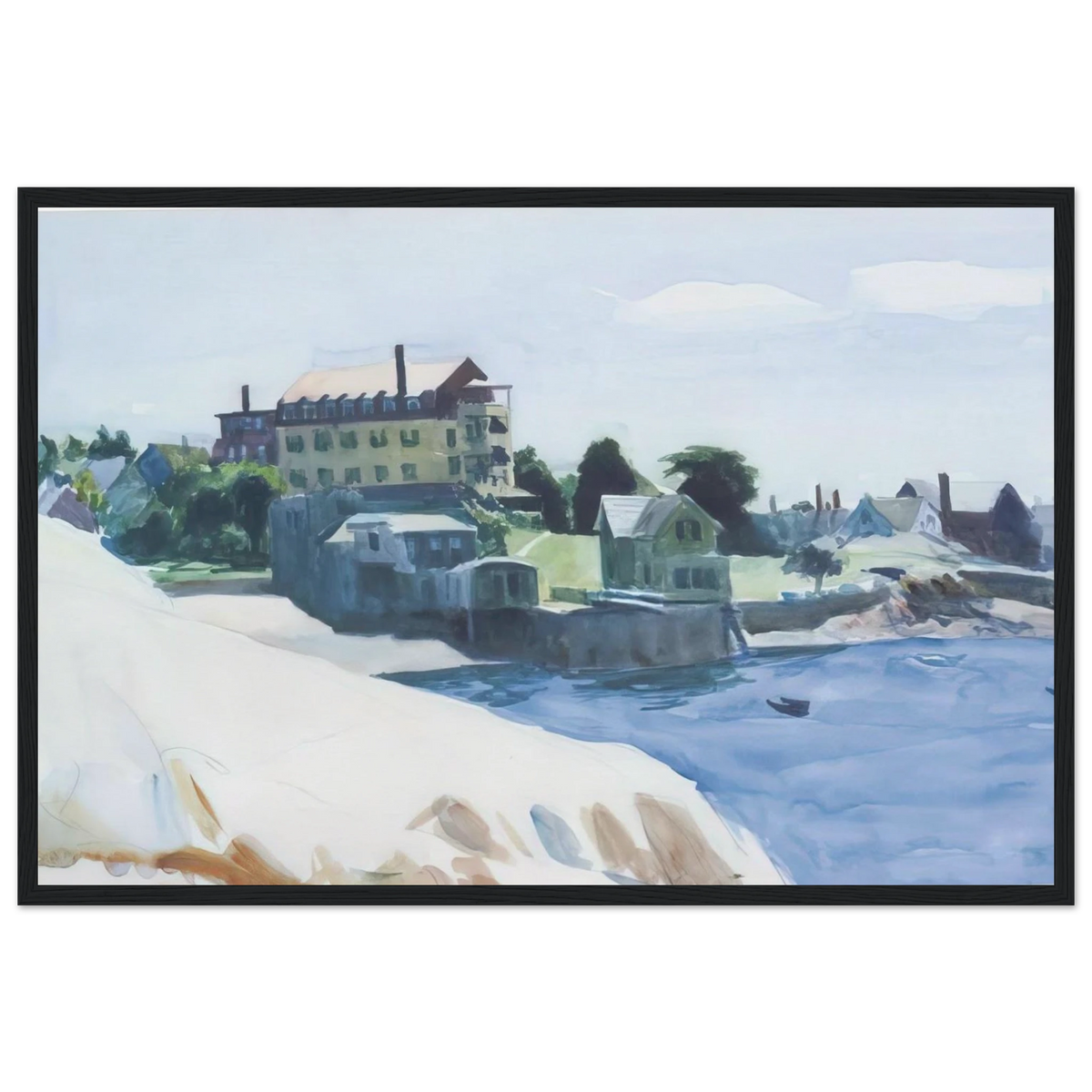 Small Town on Cove Framed Poster | Edward Hopper Framed Prints Wall Art | Edward Hopper Print
