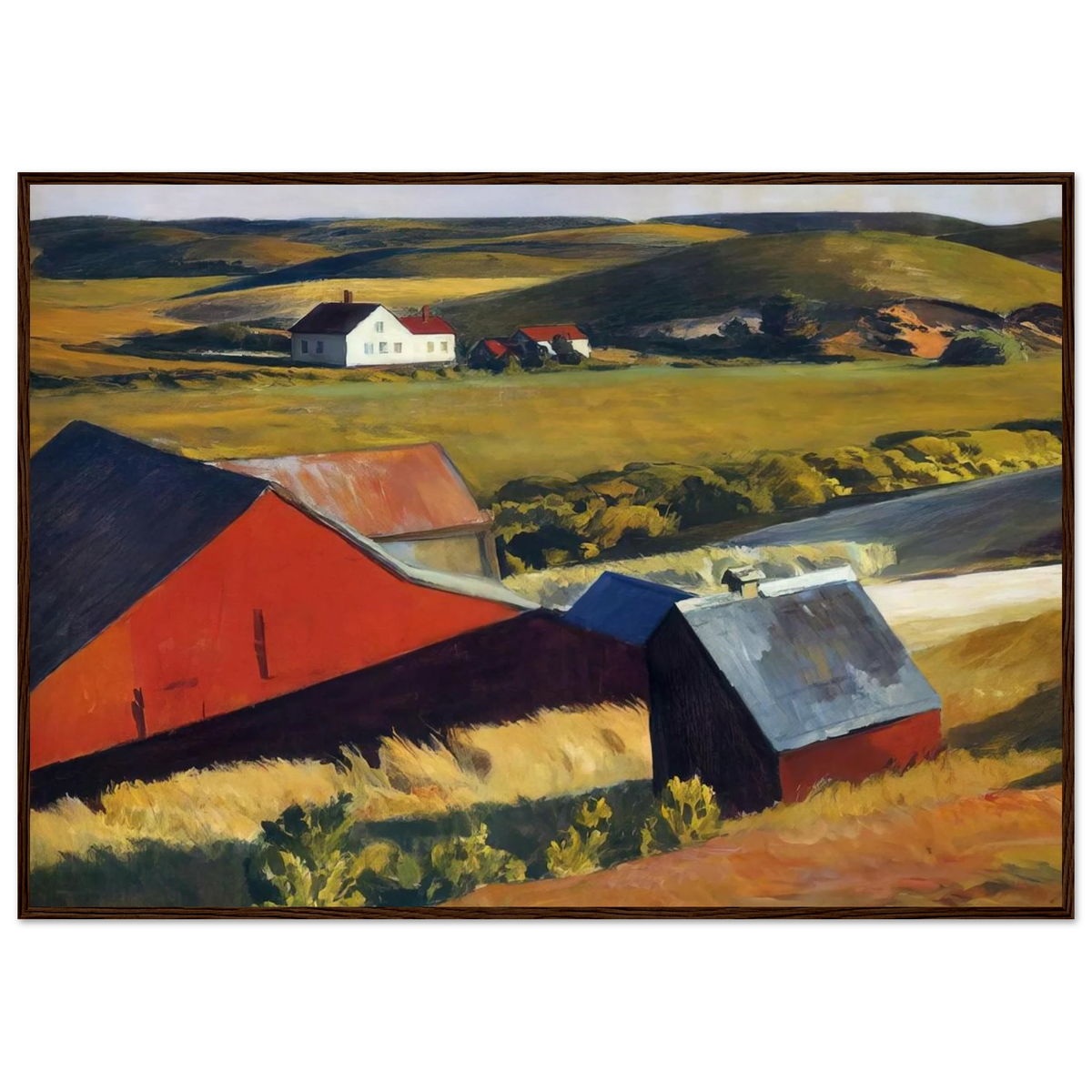 Cobbs Barns and Distant Houses Framed Poster | Edward Hopper Framed Prints Wall Art | Edward Hopper Print