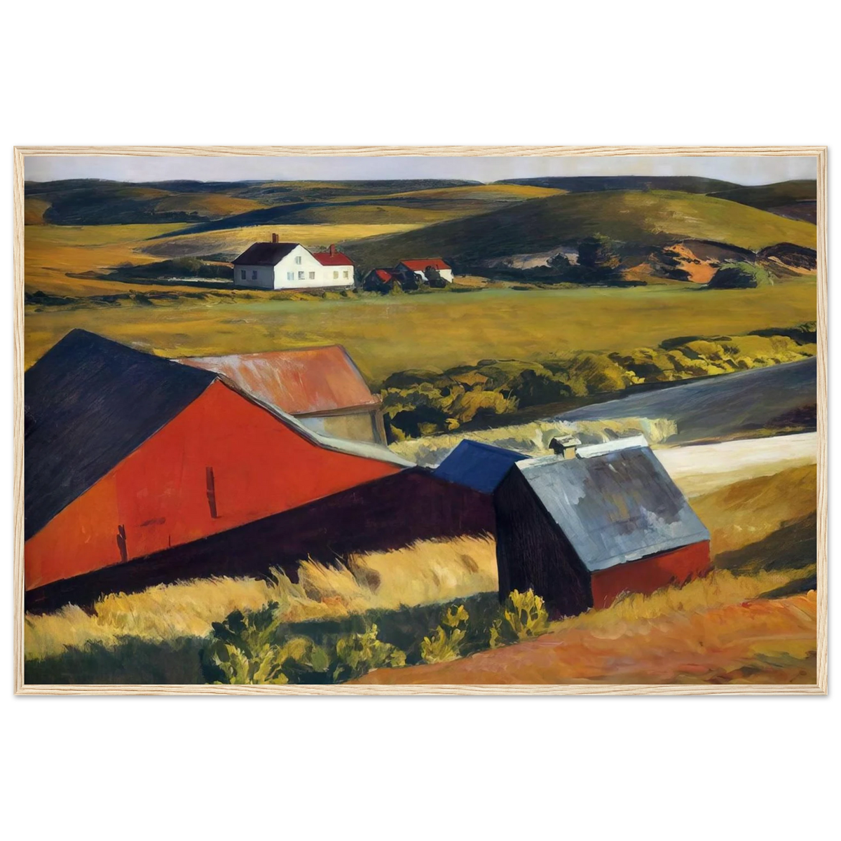 Cobbs Barns and Distant Houses Framed Poster | Edward Hopper Framed Prints Wall Art | Edward Hopper Print