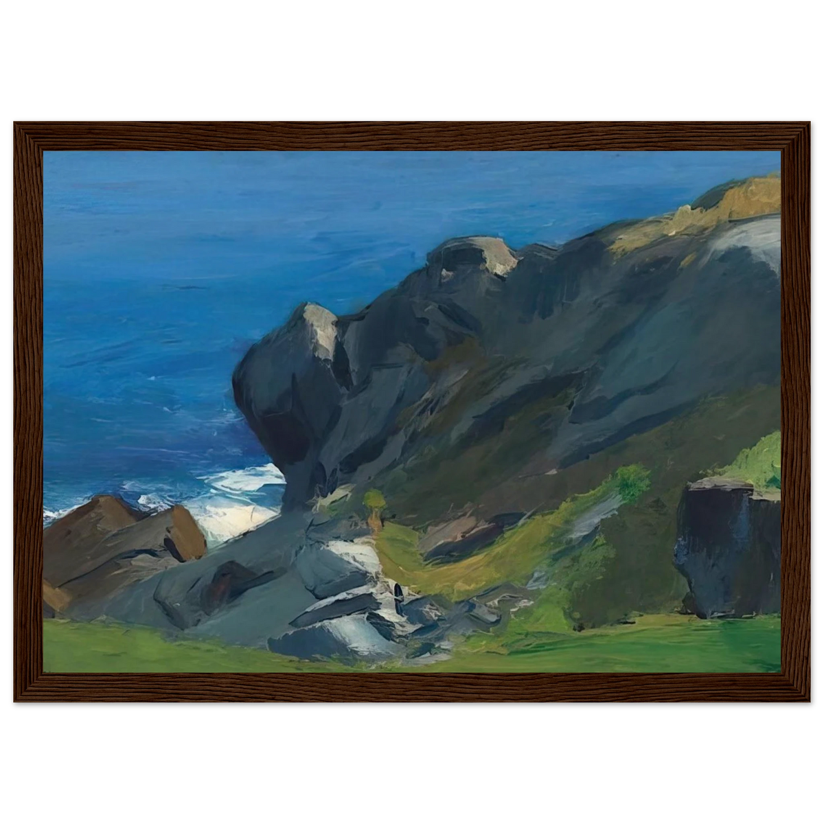 Rocky Shore and Sea Framed Poster | Edward Hopper Framed Prints Wall Art | Edward Hopper Print